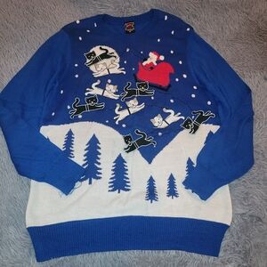 Blue Santa and Cats Holiday Sweater